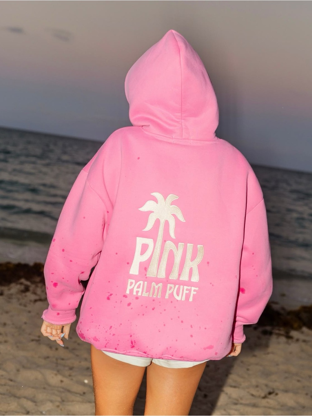 Pink Palm Puff hot pink hoodie